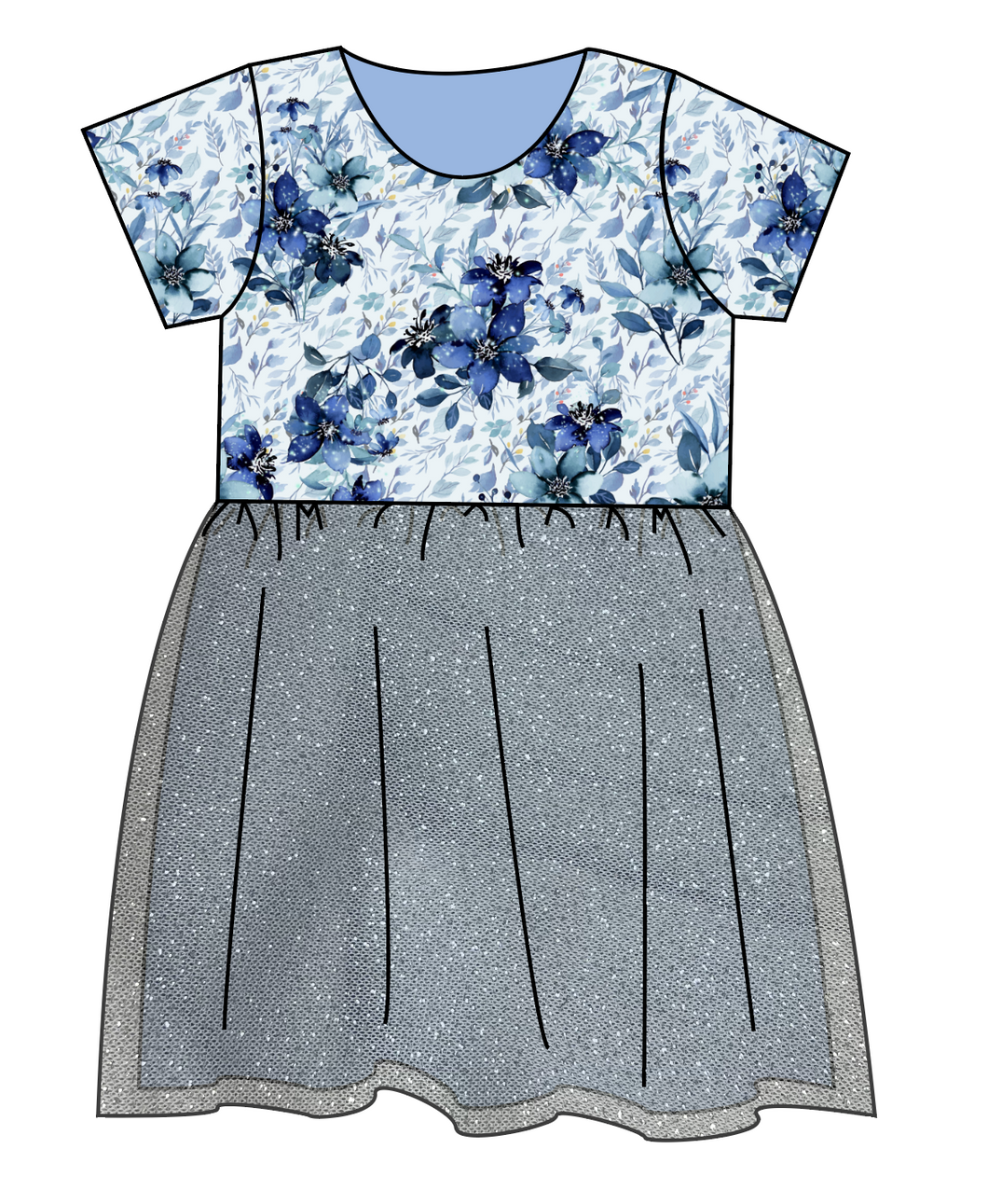 Winter Floral Tulle Dress