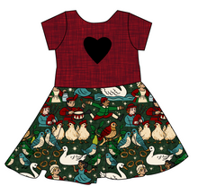Load image into Gallery viewer, Twelve Days of Christmas Molly Heart Back Twirly Dress
