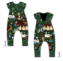 Load image into Gallery viewer, Twelve Days of Christmas Low Back Romper and Bubble Romper