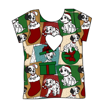 Load image into Gallery viewer, Spotted Holiday Pups Cambria Heart Back Tee