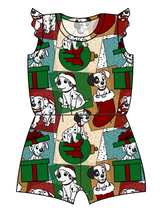 Load image into Gallery viewer, Spotted Holiday Pups Ivy Summer Romper