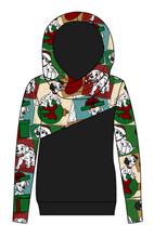 Load image into Gallery viewer, Spotted Holiday Pups Ladies Hoodie