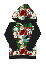 Load image into Gallery viewer, Spotted Holiday Pups Ladies Hoodie
