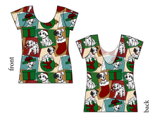 Load image into Gallery viewer, Spotted Holiday Pups Ladies' Low Back Ballerina Tee