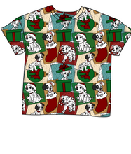 Load image into Gallery viewer, Spotted Holiday Pups Ladies' Oversized Tee