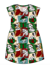 Load image into Gallery viewer, Spotted Holiday Pups Ladies' Play Dress