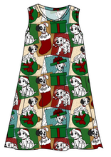 Load image into Gallery viewer, Spotted Holiday Pups Ladies' Swing Dress