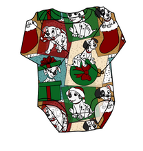Load image into Gallery viewer, Spotted Holiday Pups Lap Neck Bodysuit