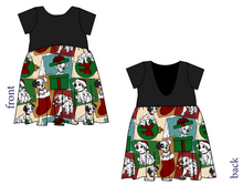 Load image into Gallery viewer, Spotted Holiday Pups Low Back Dress
