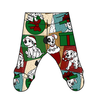 Load image into Gallery viewer, Spotted Holiday Pups Newborn Footed Pants