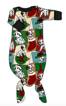 Load image into Gallery viewer, Spotted Holiday Pups Newborn Knotted Gown