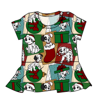 Load image into Gallery viewer, Spotted Holiday Pups Peplum Top