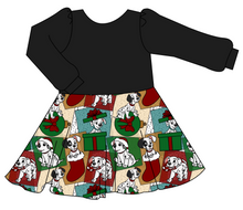 Load image into Gallery viewer, Spotted Holiday Pups Prairie Dress
