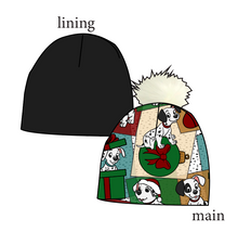 Load image into Gallery viewer, Spotted Holiday Pups Slouchy Beanie (Reversible!)