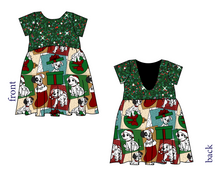 Load image into Gallery viewer, Spotted Holiday Pups Low Back Dress