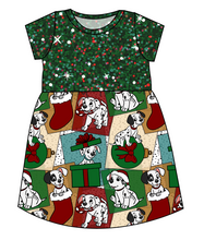 Load image into Gallery viewer, Spotted Holiday Pups Play Dress