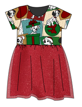 Load image into Gallery viewer, Spotted Holiday Pups Tulle Dress