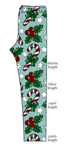 Load image into Gallery viewer, Holly and Candy Canes Basic Leggings