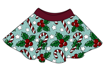 Load image into Gallery viewer, Holly and Candy Canes Circle Skirt