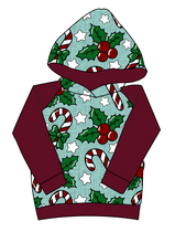 Load image into Gallery viewer, Holly and Candy Canes Classic Hoodie (or Crewneck)