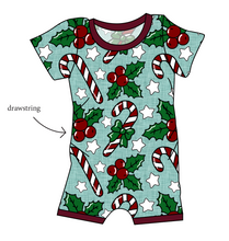 Load image into Gallery viewer, Holly and Candy Canes Grow With Me Pants And Shorts Romper