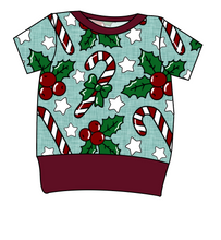Load image into Gallery viewer, Holly and Candy Canes Grow With Me Tee