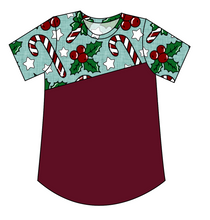 Load image into Gallery viewer, Holly and Candy Canes Ladies' Relaxed Tee