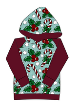 Load image into Gallery viewer, Holly and Candy Canes Ladies Hoodie