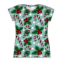 Load image into Gallery viewer, Holly and Candy Canes Ladies' Basic Tee