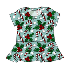 Load image into Gallery viewer, Holly and Candy Canes Ladies' Peplum Top