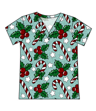 Load image into Gallery viewer, Holly and Candy Canes Ladies' Slouchy V-Neck Tee