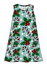 Load image into Gallery viewer, Holly and Candy Canes Ladies' Swing Dress