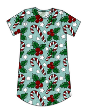 Load image into Gallery viewer, Holly and Candy Canes Ladies' T-Shirt Dress