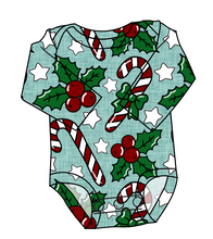 Load image into Gallery viewer, Holly and Candy Canes Lap Neck Bodysuit