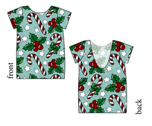 Load image into Gallery viewer, Holly and Candy Canes Low Back Ballerina Tee