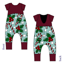 Load image into Gallery viewer, Holly and Candy Canes Low Back Romper and Bubble Romper