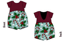 Load image into Gallery viewer, Holly and Candy Canes Low Back Romper and Bubble Romper