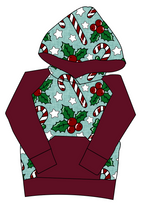 Load image into Gallery viewer, Holly and Candy Canes Mens' Hoodie