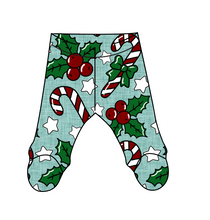 Load image into Gallery viewer, Holly and Candy Canes Newborn Footed Pants