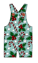 Load image into Gallery viewer, Holly and Candy Canes Overalls and Shortalls