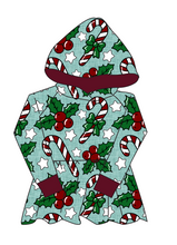 Load image into Gallery viewer, Holly and Candy Canes Peplum Hoodie (or Crewneck)