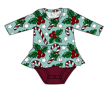 Load image into Gallery viewer, Holly and Candy Canes Peplum Top