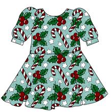 Load image into Gallery viewer, Holly and Candy Canes Prairie Dress