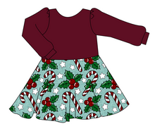 Load image into Gallery viewer, Holly and Candy Canes Prairie Dress
