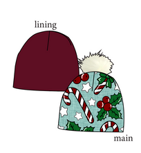 Load image into Gallery viewer, Holly and Candy Canes Slouchy Beanie (Reversible!)