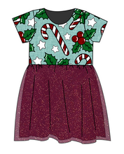 Load image into Gallery viewer, Holly and Candy Canes Tulle Dress