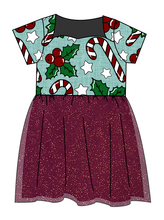 Load image into Gallery viewer, Holly and Candy Canes Tulle Dress