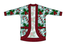 Load image into Gallery viewer, Holly and Candy Canes Kids Cocoon Cardigan
