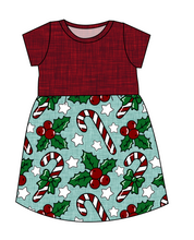 Load image into Gallery viewer, Holly and Candy Canes Play Dress