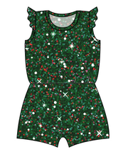 Load image into Gallery viewer, Holly Jolly Glitter Ivy Summer Romper